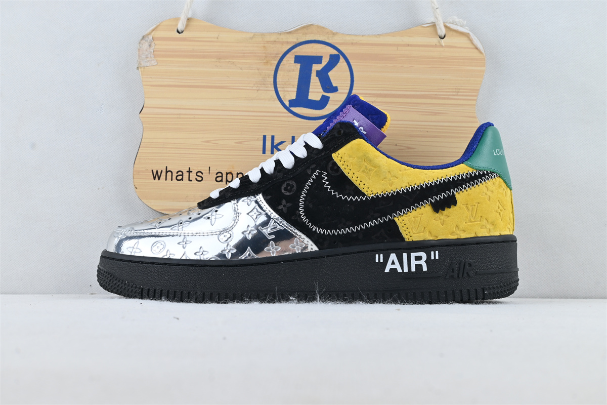 L0vis Vvtt0n Nike Air Force 1 Low By Virgil Abloh Black Metallic Silver