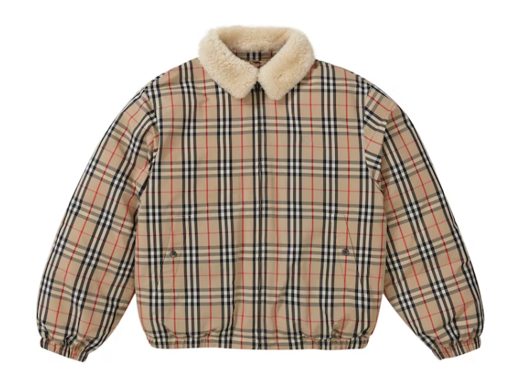 Svp*me Bv*b*rry Shearling Collar Down Puffer Jacket Beige