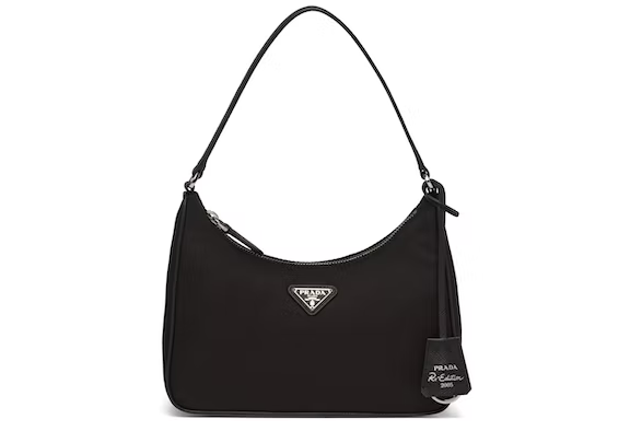 Pra*a Re-Edition 2005 Mini Bag Nylon Saffiano Leather Strap Black