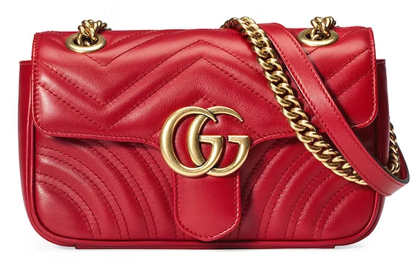 Gvc*1 GG Marmont Matelasse Mini Hibiscus Red