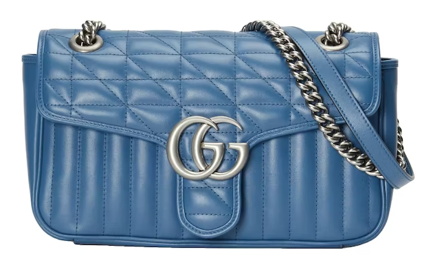 Gvc*1 GG Marmont Small Blue Matelasse