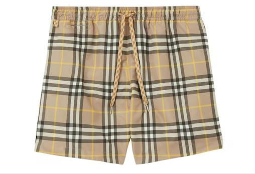 Bv*b*rry Check Print Drawcord Swim Shorts Truffle