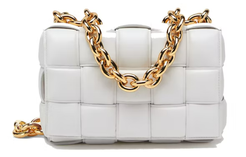 B0tt*ga Ven*ta Chain Cassette Crossbody Bag Chalk