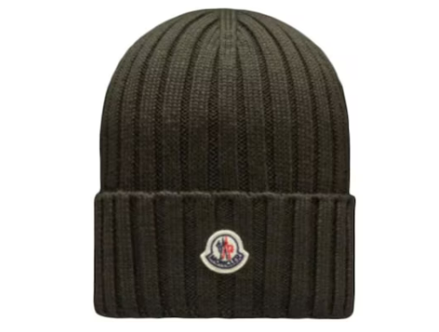 Moncler Ribbed Knit Beanie Army Green
