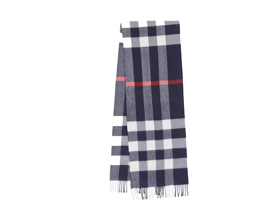 Bv*b*rry Check Cashmere Scarf Navy