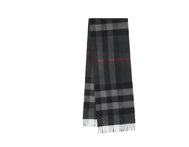 Bv*b*rry Check Cashmere Scarf Charcoal