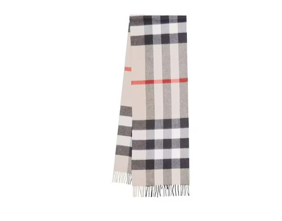 Bv*b*rry Check Cashmere Scarf Stone