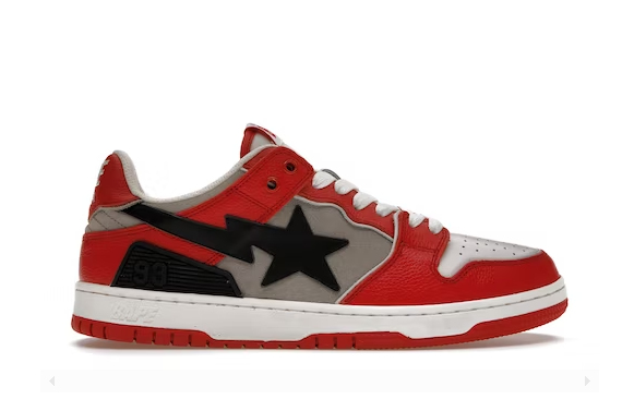 A Bathing Ape Bape SK8 Sta Red Grey