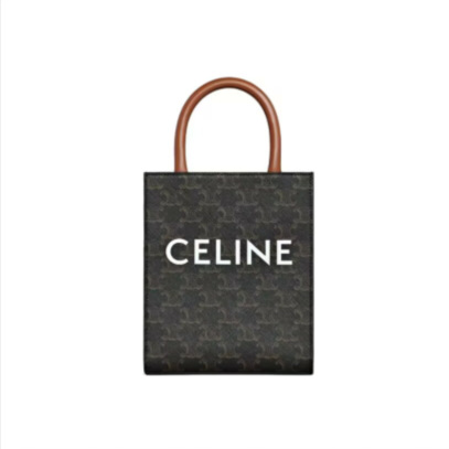 Ce1i*e Vertical Mini Tote Triomphe Canvas Tan