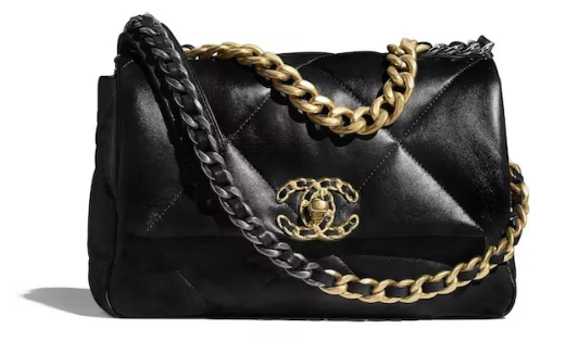 Ch**el 19 Handbag Lambskin Gold-Tone Silver-Tone