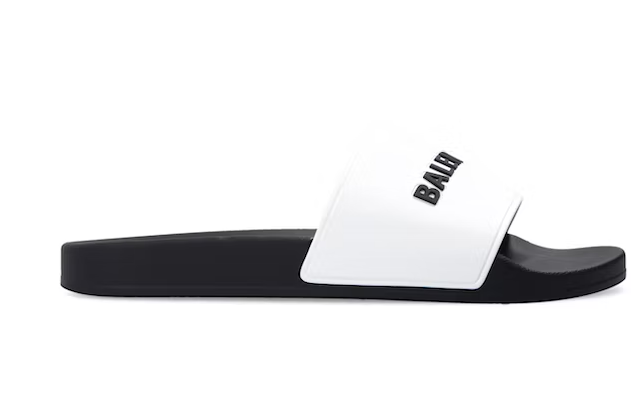 Ba1en*iaga Pool Slides Logo White Black