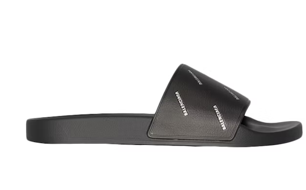 Ba1en*iaga Pool Slides Repeat Logo Black White