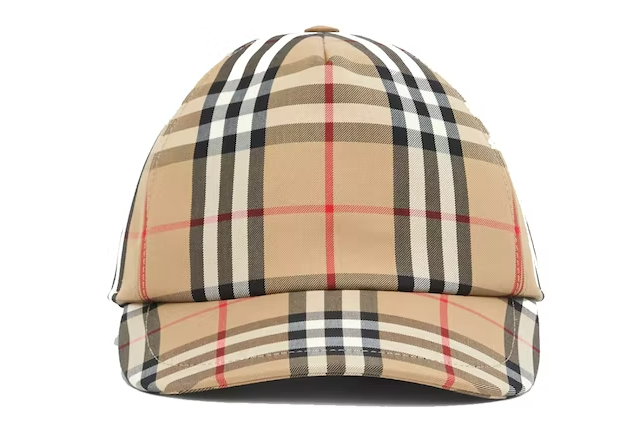 Bv*b*rry Baseball Cap Logo Applique Vintage Check Archive Beige