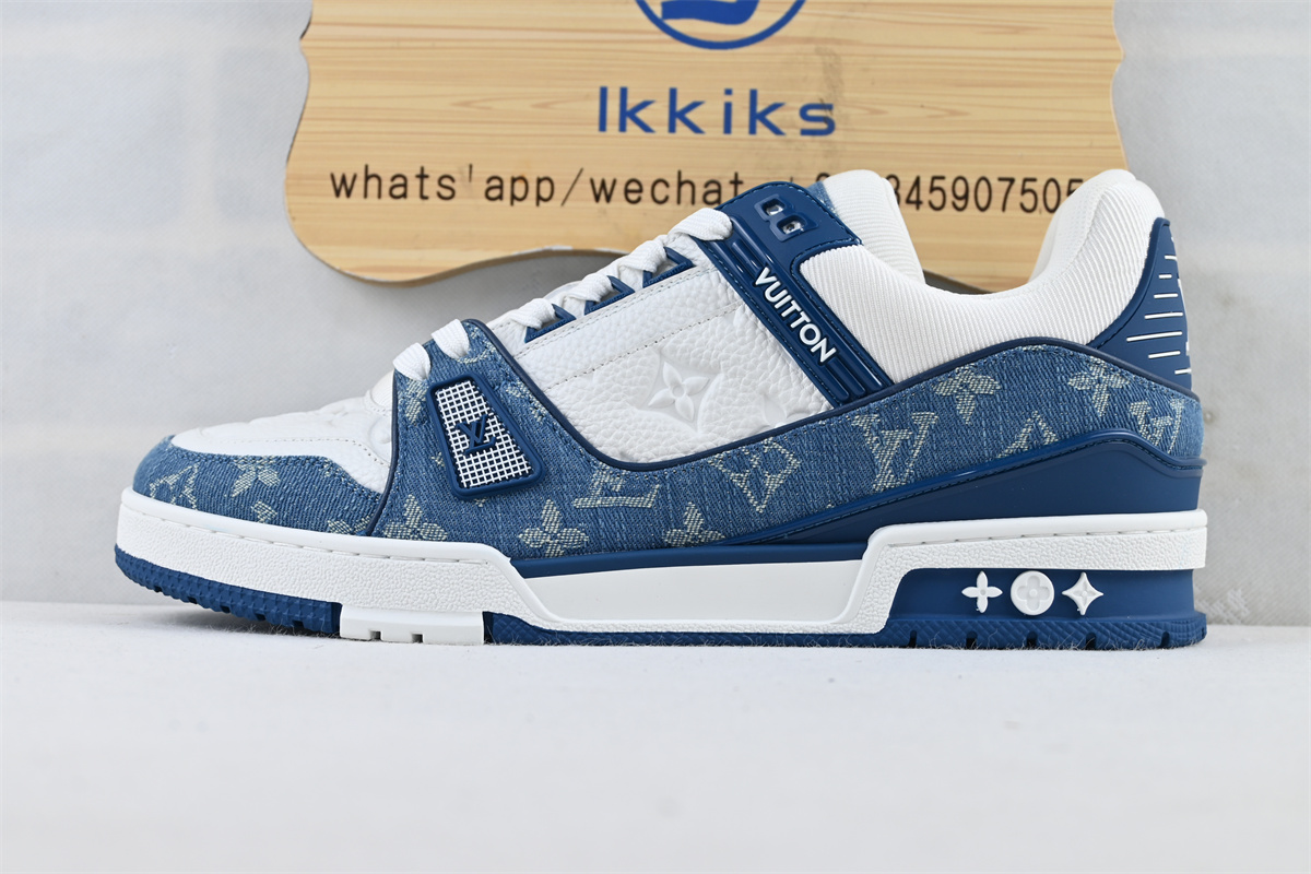L0vis Vvtt0n LV Trainer Monogram Denim White Blue
