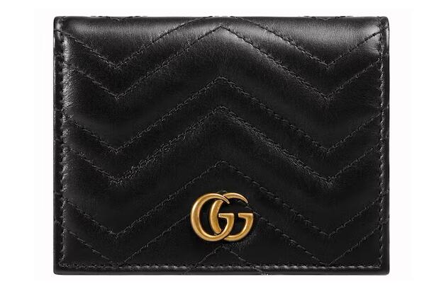 Gvc*1 GG Marmont Card Case Wallet Matelasse Black