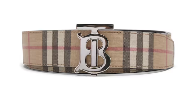 Bv*b*rry Reversible Monogram Motif Vintage Check Belt 1.4 Width Archive Beige