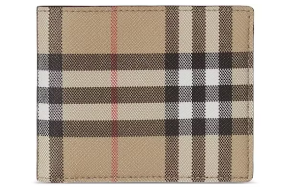 Bv*b*rry Vintage Check E-canvas Wallet 6 slot Archive Beige