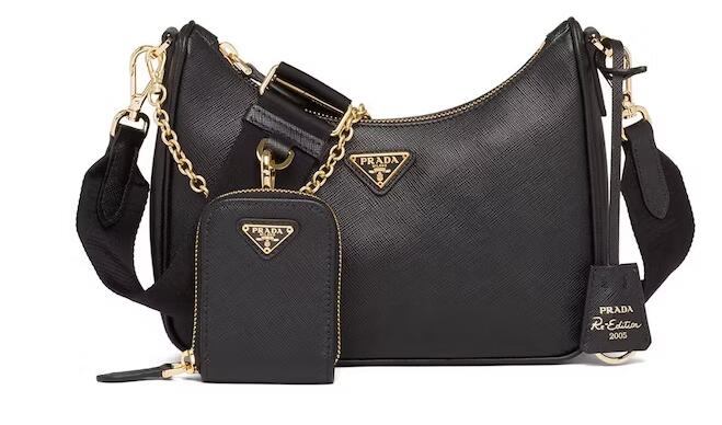 Pra*a Re-Edition 2005 Shoulder Bag Saffiano Black