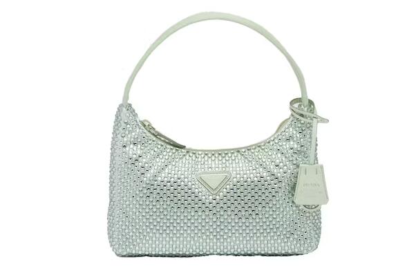 Pra*a Satin Crystal Mini-Bag Aqua