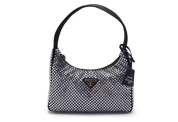 Pra*a Re-Edition 2000 Crystal Mini Bag Black