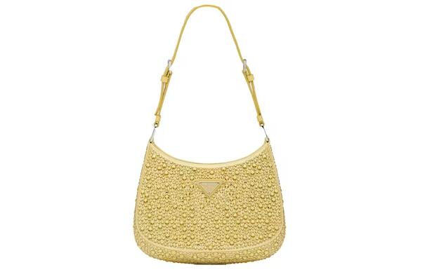 Pra*a Cleo Satin Bag With Appliques Pineapple Yellow
