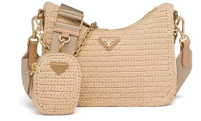 Pra*a Re-Edition 2005 Raffia Bag Tan