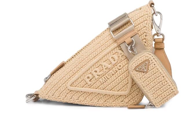 Pra*a Raffia Triangle Bag Tan