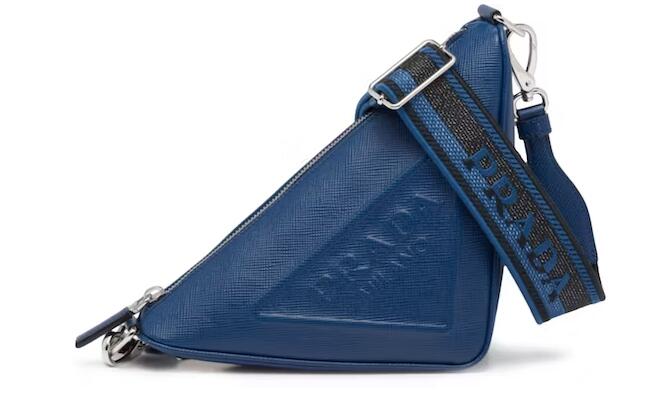 Pra*a Saffiano Triangle Bag Bluette