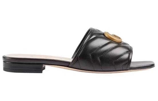 Gvc*1 Double G Slide Sandal Black Leather