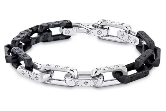 L0vis Vvtt0n Damier Chain Bracelet Graphite Silver/Black