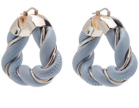 B0tt*ga Ven*ta Twist Triangle Creoles Earrings Blue/Silver