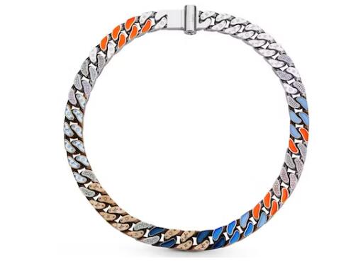 L0vis Vvtt0n Chain Links Patches Necklace Engraved Monogram Multicolor