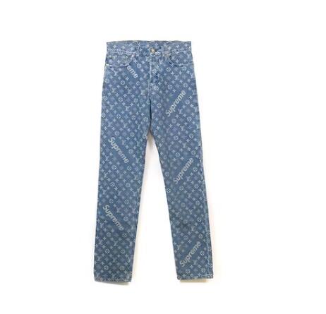 Svp*me x L0vis Vvtt0n Jacquard Denim 5-Pocket Jean Blue