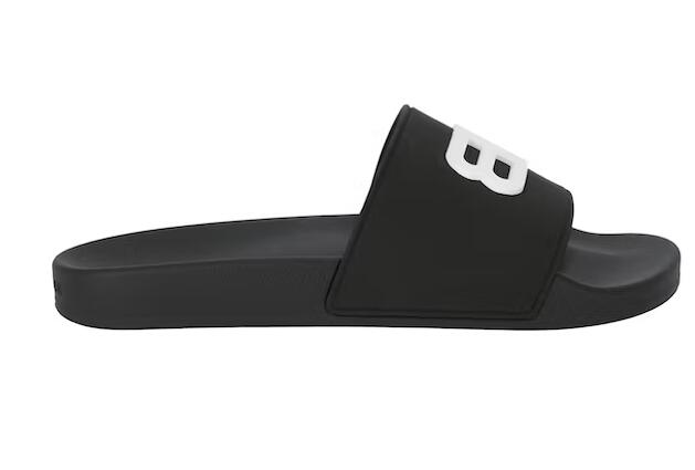 Ba1en*iaga Pool Slides 3D BB Logo White Black