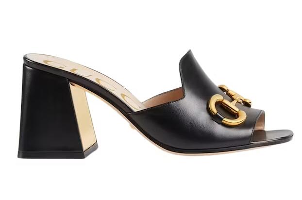 Gvc*1 Horsbit 75mm Heeled Sandal Black Leather