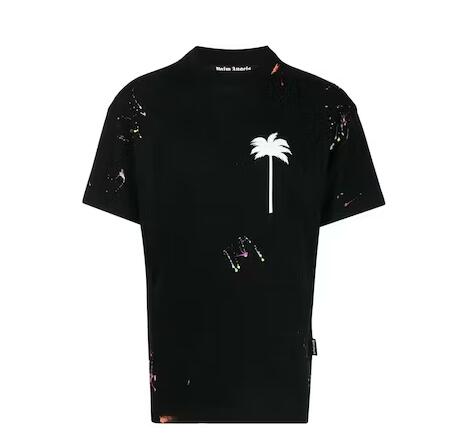 Palm Angels Paint Splatter Logo-Print T-shirt Men's Black