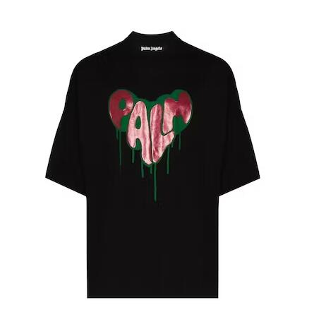 Palm Angels Palm Spray Heart T-Shirt Men's Black Red Green