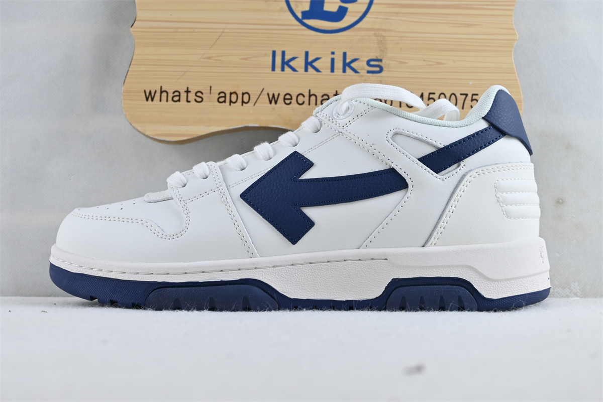 OFF-WHITE Out Of Office OOO Low Tops White White Navy Blue
