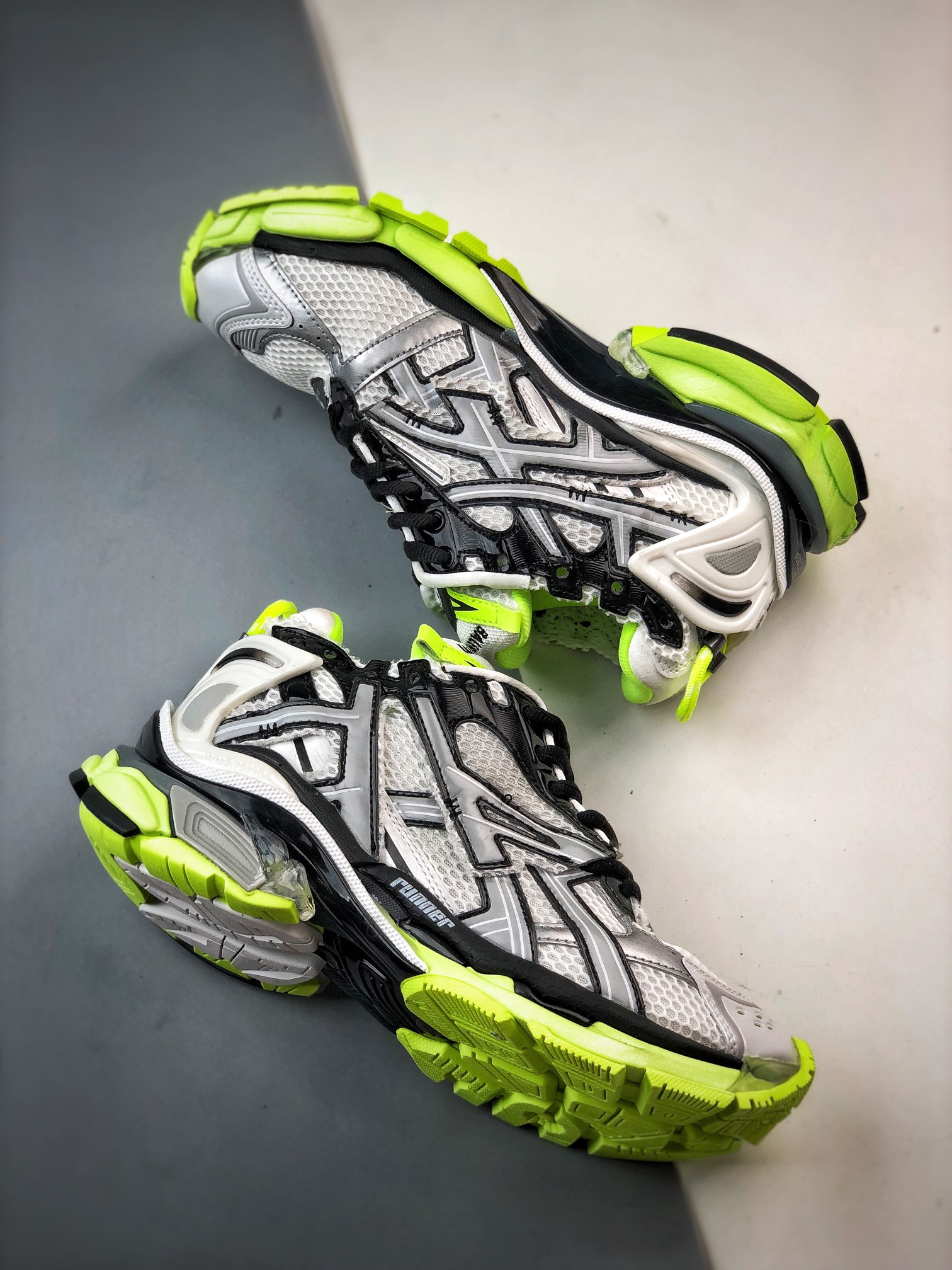 Ba1en*iaga Runner Mesh And Faux-leather Trainers In Multicolor