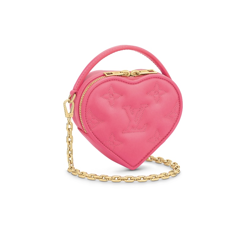 L0vis Vvtt0n Heart On Chain Monogram Embossed Crossbody Bag Red Fin