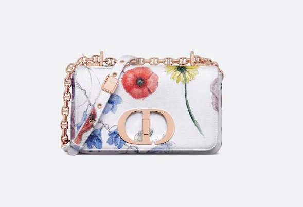 SMALL D10r CARO BAG White Denim With Multicolor Florilegio Print