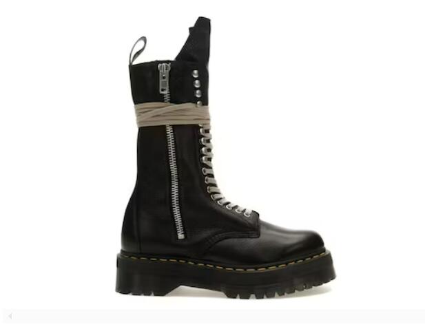 Dr. Martens 1918 Quad Leather Sole Calf Length Boot Rick Owens Black