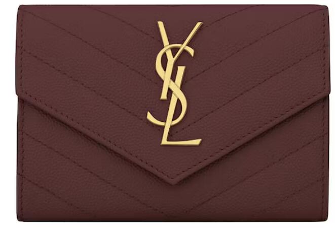 Sa1nt Lau*nt Cassandre Grain De Poudre Envelope Wallet Small Rouge Legion