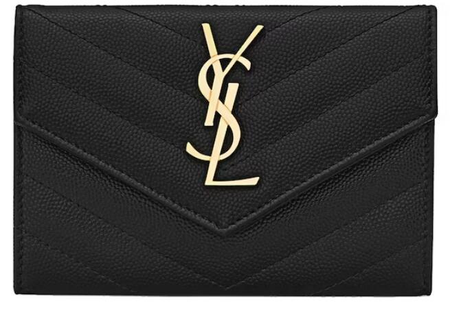 Sa1nt Lau*nt Cassandre Grain De Poudre Envelope Wallet Small Noir