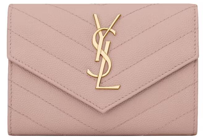 Sa1nt Lau*nt Cassandre Grain De Poudre Envelope Wallet Small Pale Pink