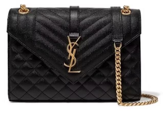 Sa1nt Lau*nt Envelope Medium Bag Grain de Poudre Black