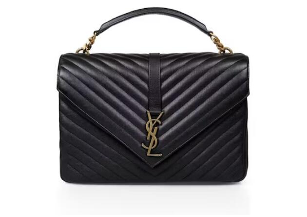 Sa1nt Lau*nt College Shoulder Bag Matelasse Monogram Large Black