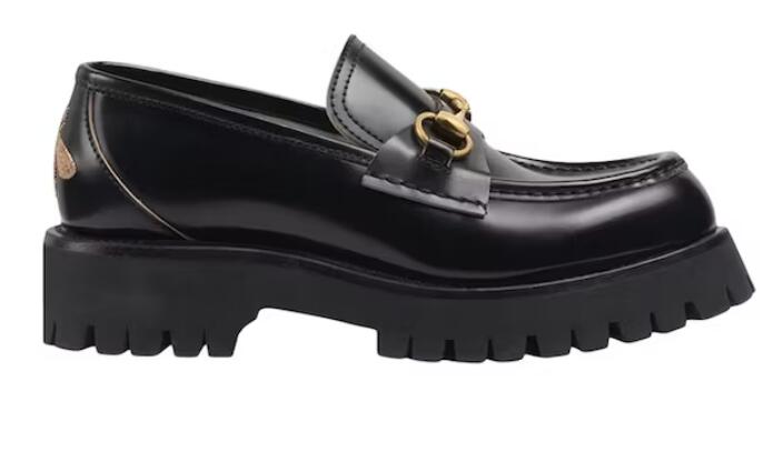 Gvc*1 Lug Horsebit 30mm Platform Loafer Black Leather