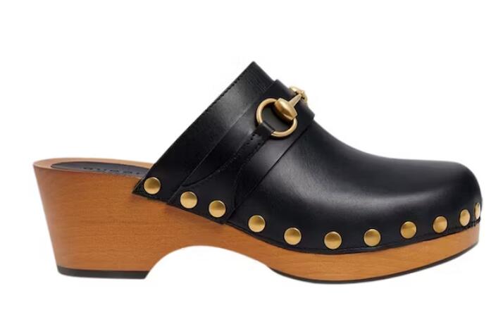 Gvc*1 Horsebit 35mm Clog Black Leather