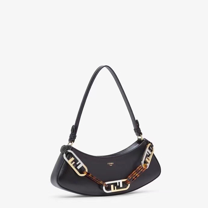 F**di O’Lock Swing Black leather pouch